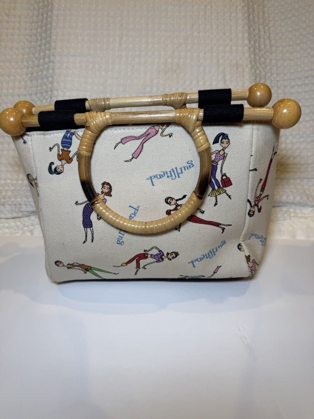 Gurlfriend Retro Fashion Girl Print Handbag Purse Bamboo Handle Y2K Vintage